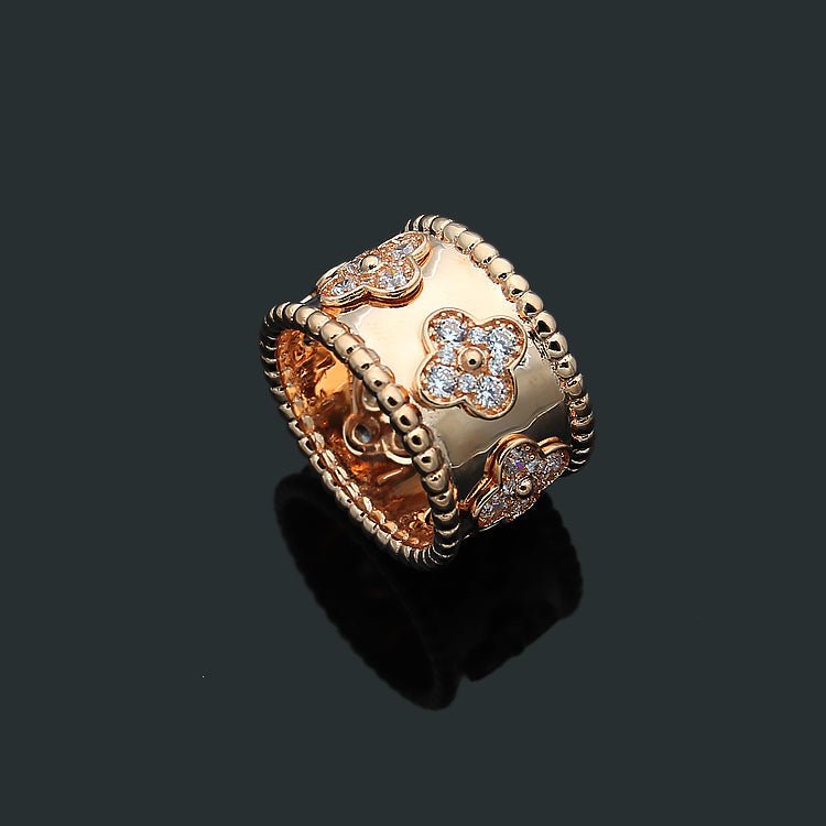 Kaleidoscope Clover Full Paved Zircon Wide Band Ring - Image 3