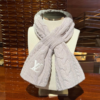 LV Light Pink Cable Knit Scarf with Embroidered Logo