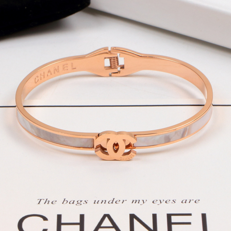 Chanel Black Inlay Double C Cuff Bangle - Image 7