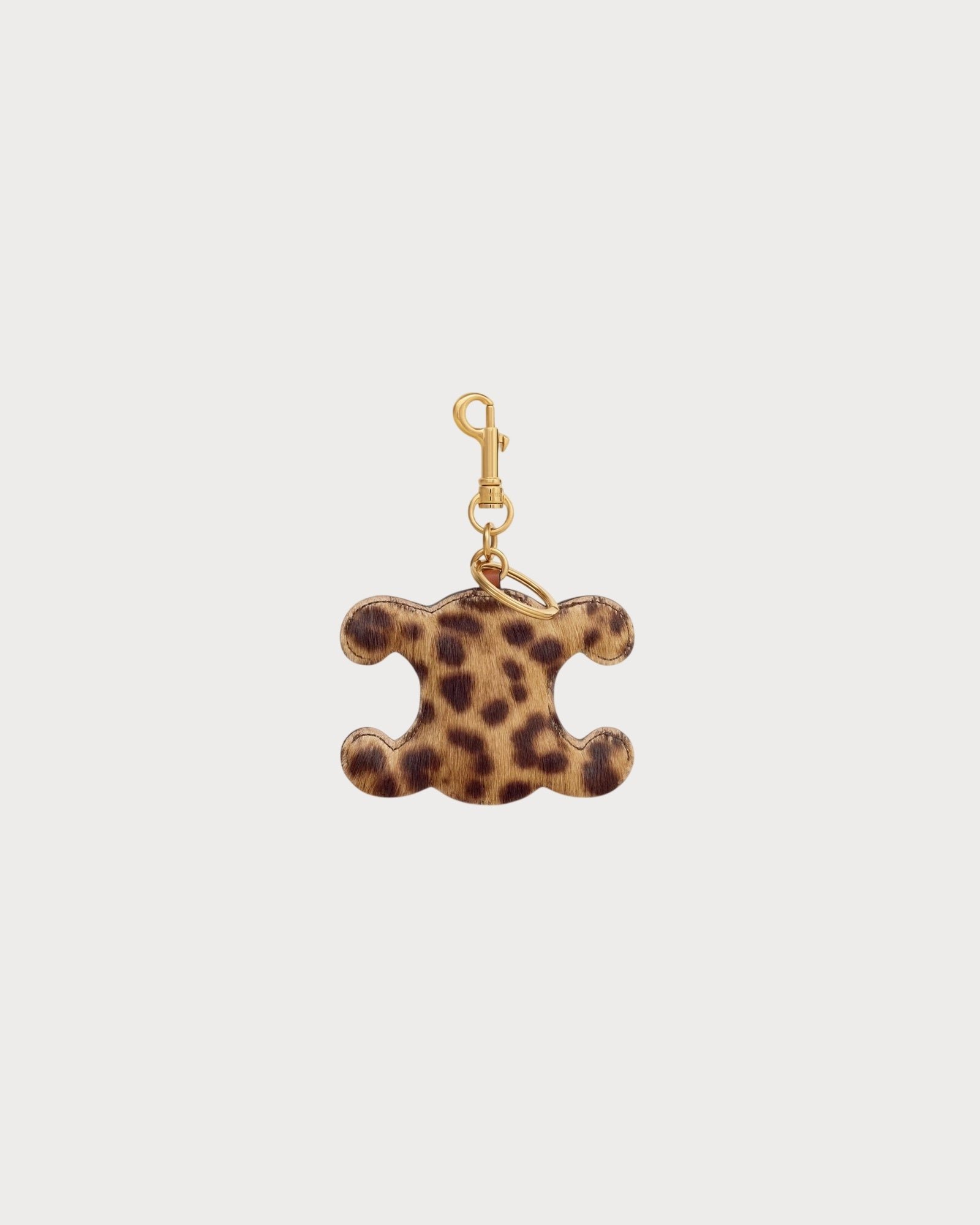 CELINE Triomphe Pom-Pom Keyring Pony(Leopard)