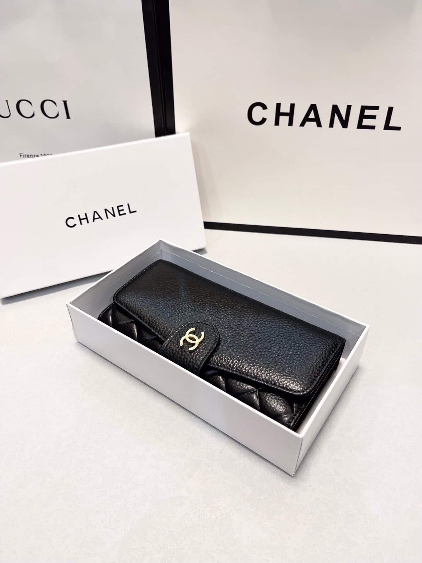 Alternative view of Chanel Classic Long Flap Wallet Black 19Cm