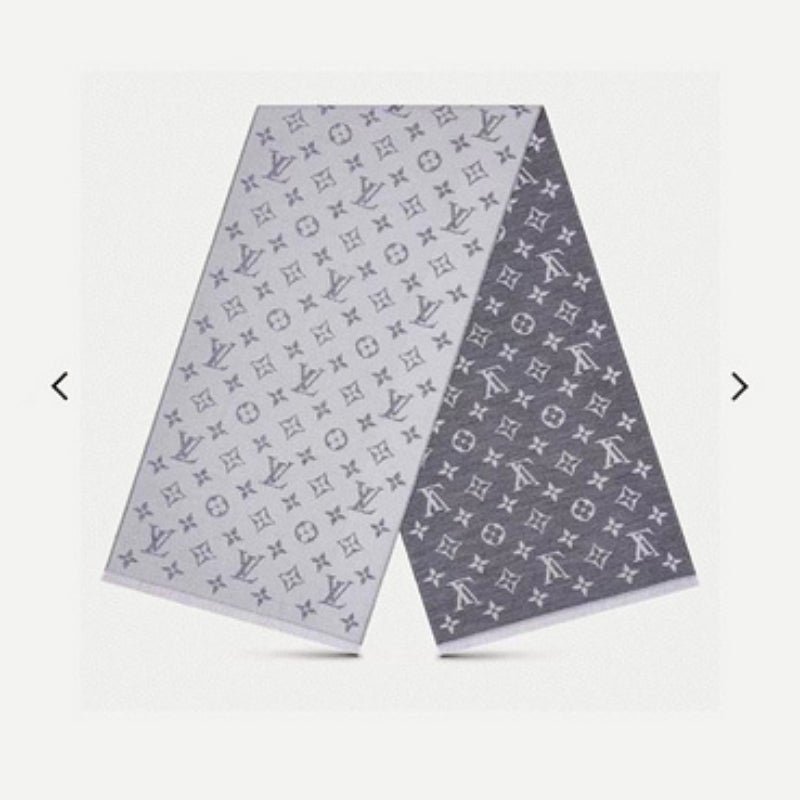 Alternative view of LV Grey Two-Tone Reversible Monogram Knit Scarf