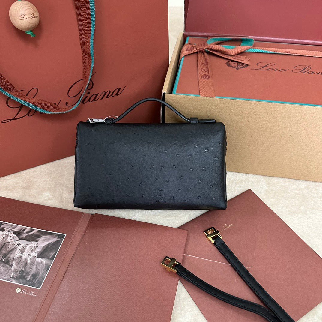 Alternative view of Loro Piana Extra Black Ostrich Bag
