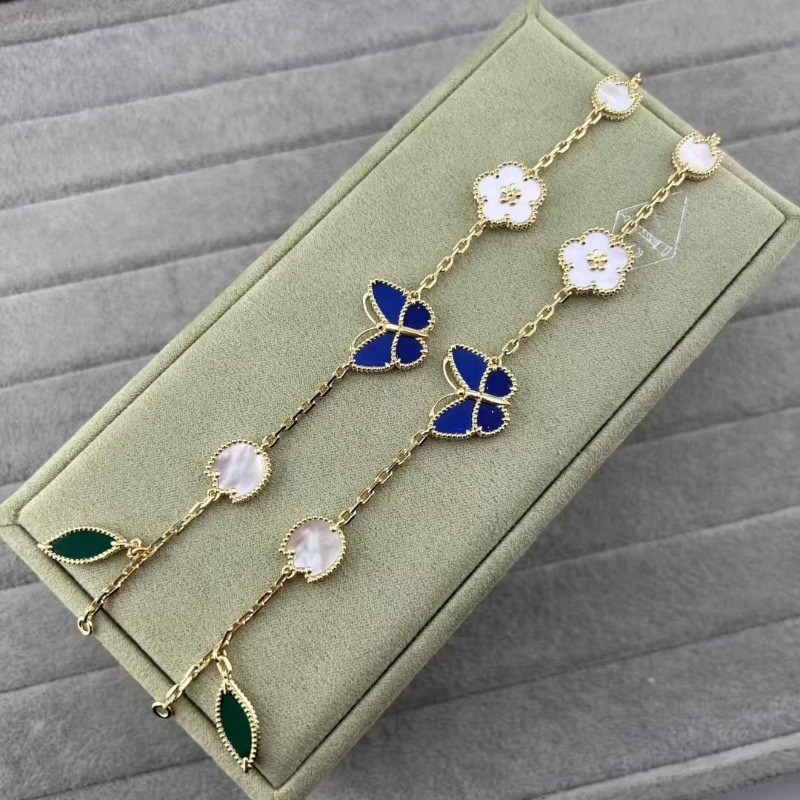 Alternative view of Blue Butterfly MOP Flower Leaf Adjustable Bracelet
