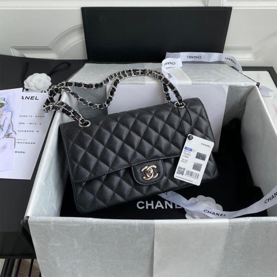 Alternative view of CHANEL CLASSIC HANDBAG Grained Calfskin & Silver Metal