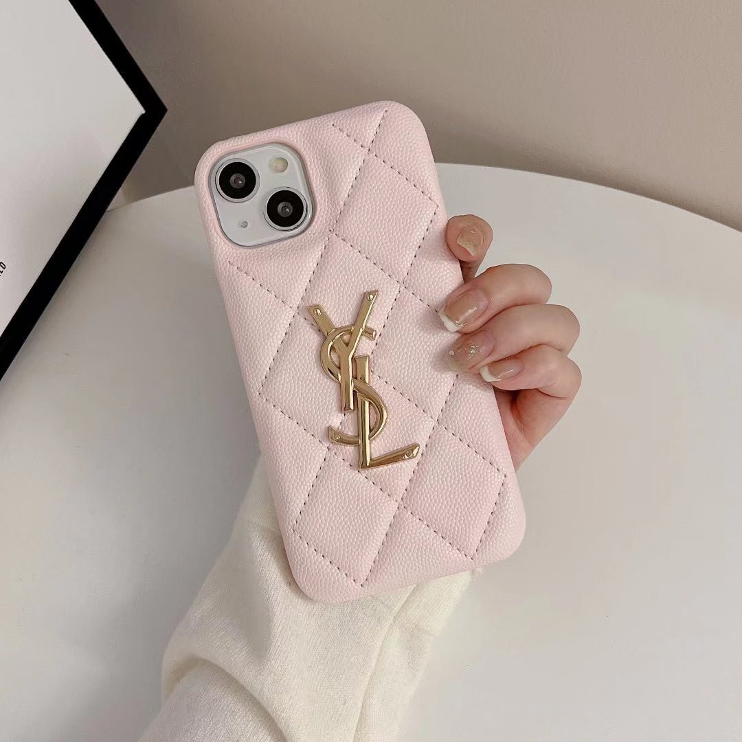 YSL Mint Green Quilted Leather iPhone Case - Image 9