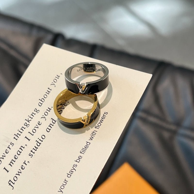 LV Enamel Logo Band Ring