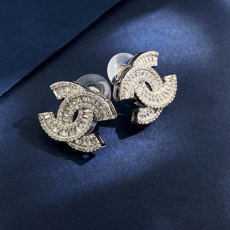 Alternative view of CHANEL Baguette Crystal Full Paved CC Stud Earrings