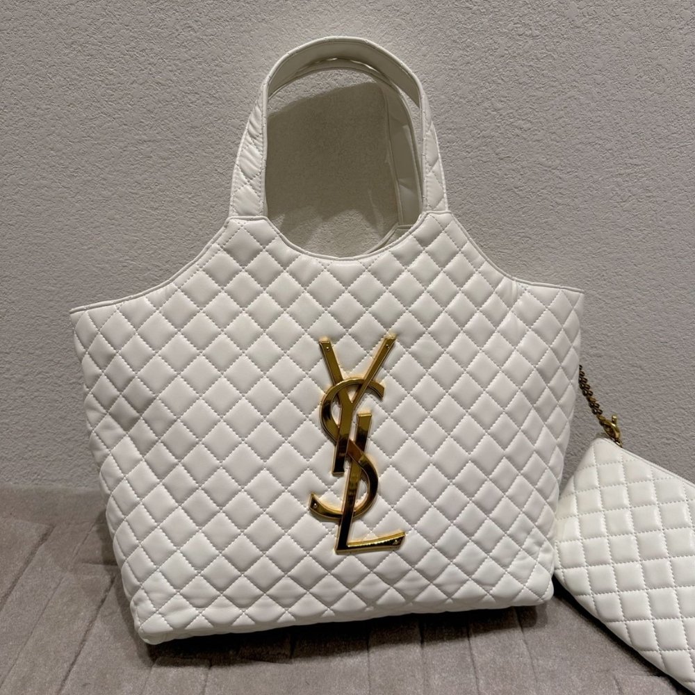 Alternative view of Saint Laurent Icare Shopping Bag In Quilted White 40Cm