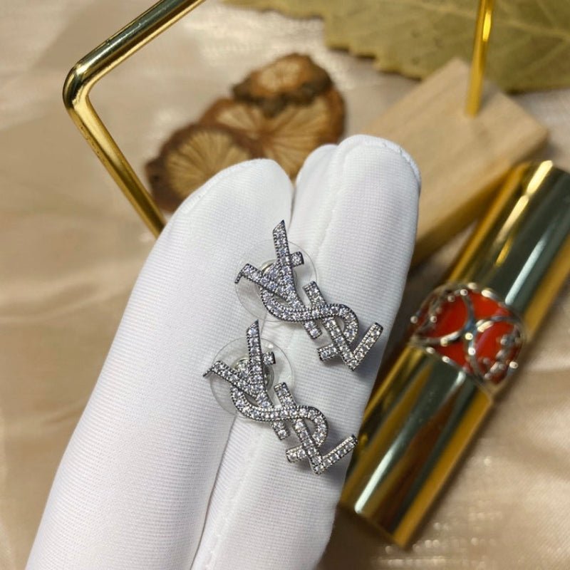 YSE1 Women's silver pin stud earrings with diamondsjewelry jewelry
