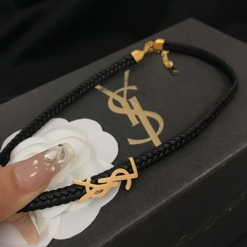 YSL Logo Leather Choker