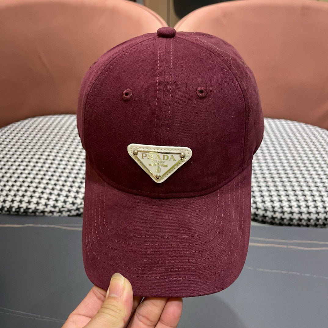 Prada Burgundy Casual Cap - Image 4