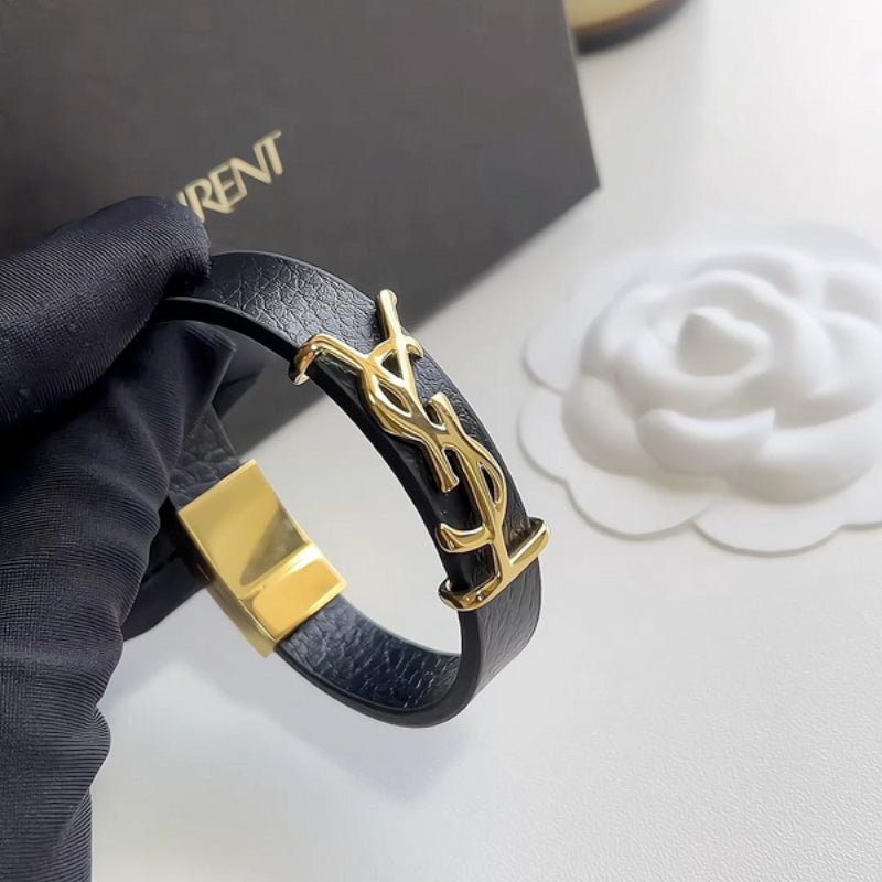 YSL Leather Logo Bracelet