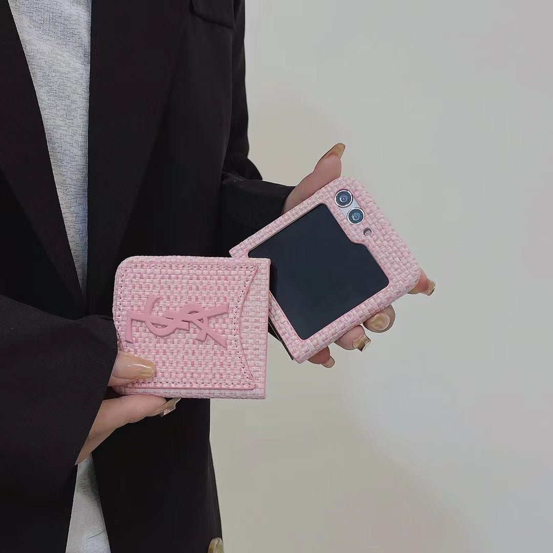YSL Tweed Fabric Flip Phone Case - Image 8