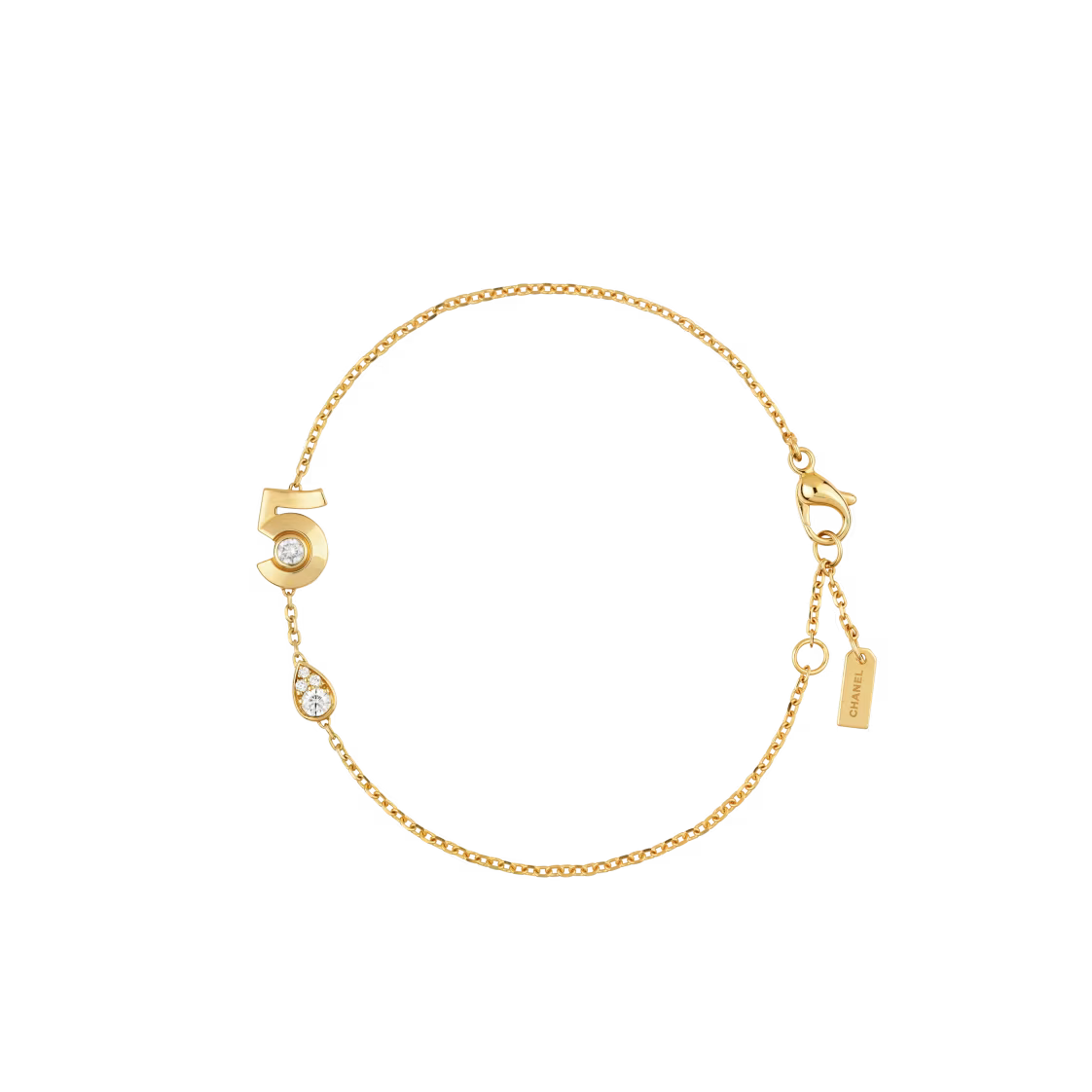 Chanel Gold Thin No.5 Crystal Bracelet