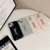 YSL Grained Leather Wrist Strap Card Case