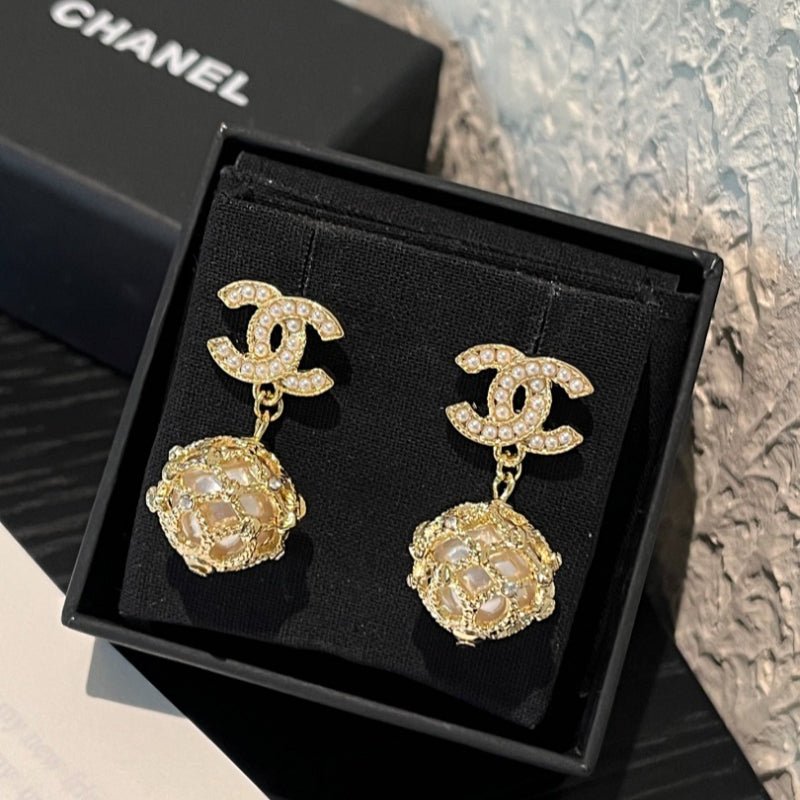 Chanel Crystal CC Rose Drop Earrings