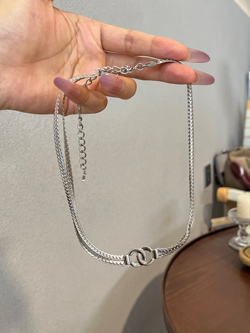 Alternative view of Chanel Silver Dual Chain Interlock CC Choker