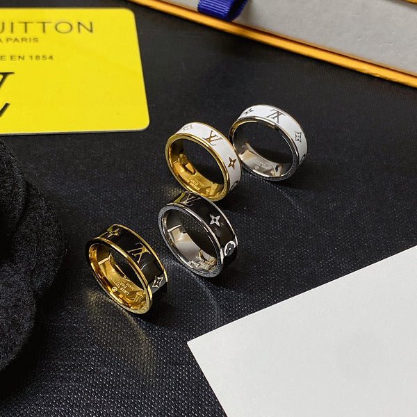 LV Two-Tone Enamel Band Ring