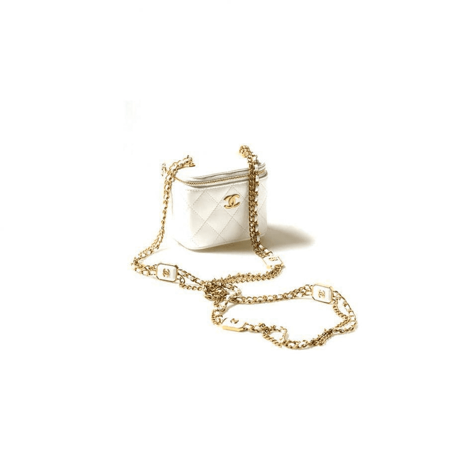 Chanel Vanity Lambskin Chain Bag (White)