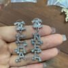 Chanel Full Crystal CHANEL Letter Drop Earrings