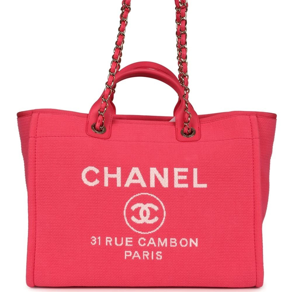 Chanel Deauville Canvas Tote Bag (Hot Pink) - Image 7
