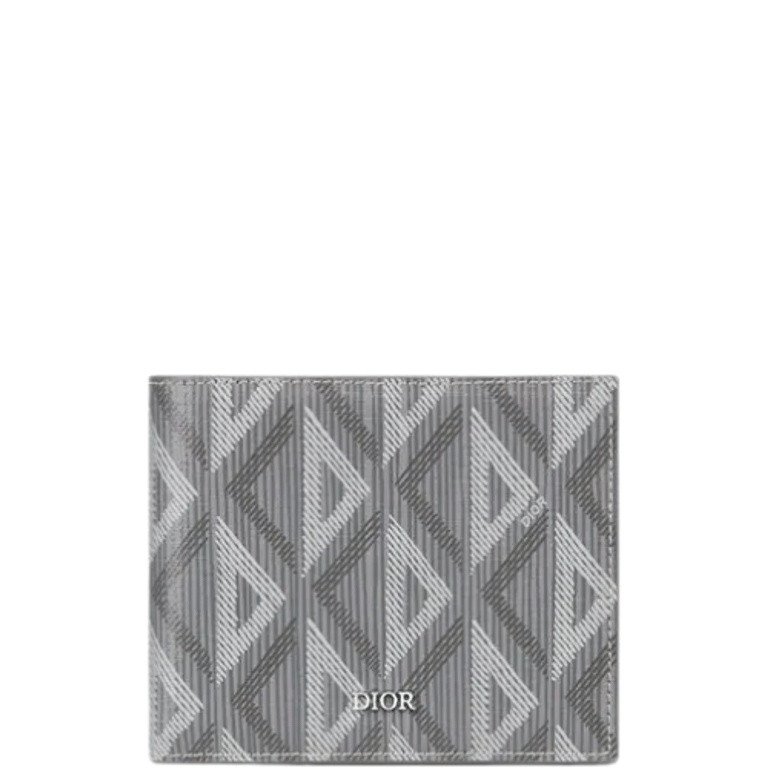 DIOR WALLET GREY CD DIAMOND CANVAS 11CM