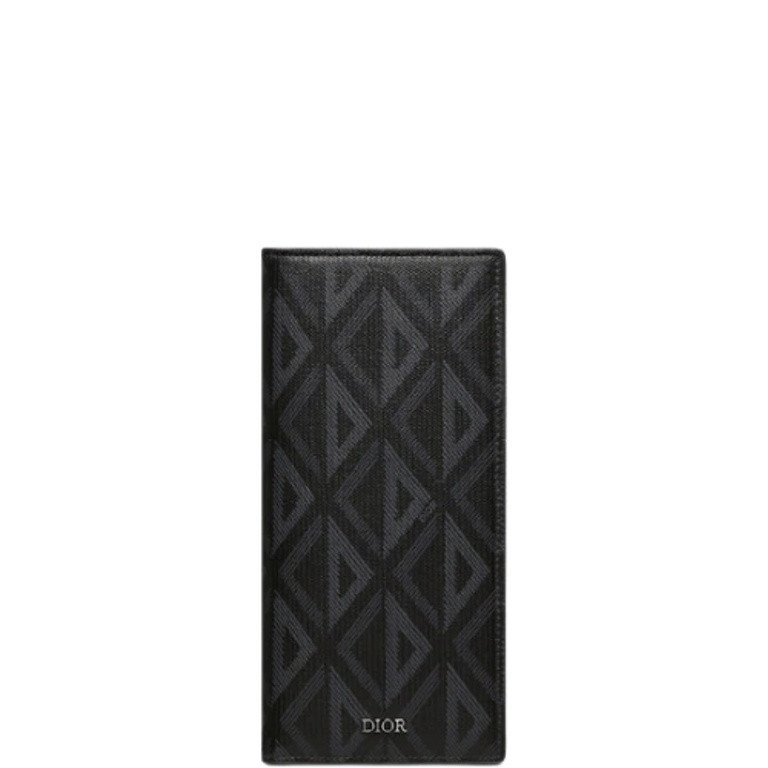 DIOR VERTICAL LONG WALLET BLACK CD DIAMOND CANVAS 17.5CM 2ESBC002DCO H43E