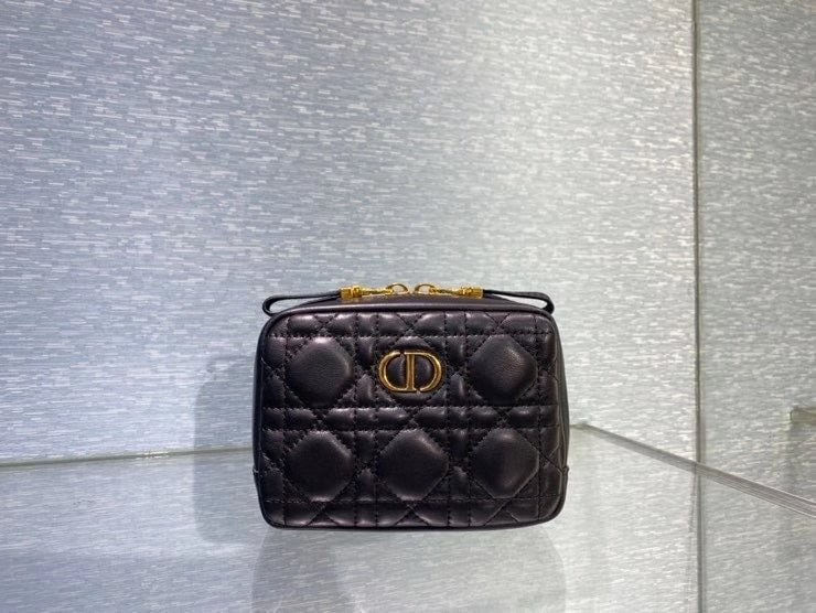 Alternative view of DIOR SMALL CARO ZIPPED POUCH BLACK CANNAGE LAMBSKIN S5045UNSQ M900