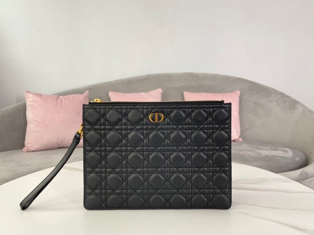 Alternative view of DIOR LARGE CARO DAILY POUCH BLACK S5086UWHC_M900