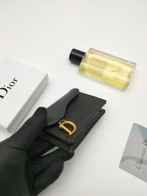 Alternative view of DIOR SADDLE FLAP CARD HOLDER BLACK GOATSKIN S5611CCEH_M900
