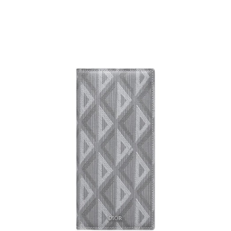DIOR VERTICAL LONG WALLET GREY CD DIAMOND CANVAS 2ESBC002DCO H42E