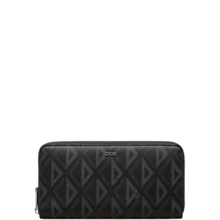 DIOR ZIPPED LONG WALLET BLACK CD DIAMOND CANVAS 19.5CM 2ESBC252DCO H43E