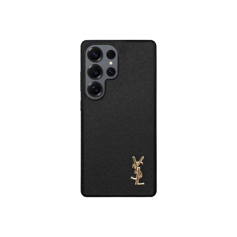 YSL Black Leather Samsung Phone Case - Image 3