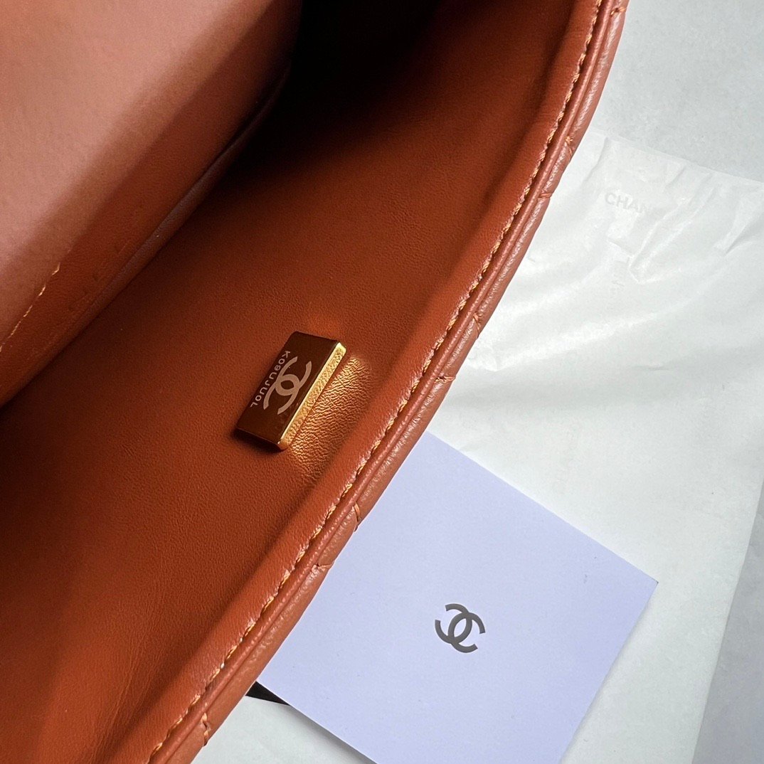 Chanel Classic Flap Lambskin Bag (Brown Handle) - Image 8