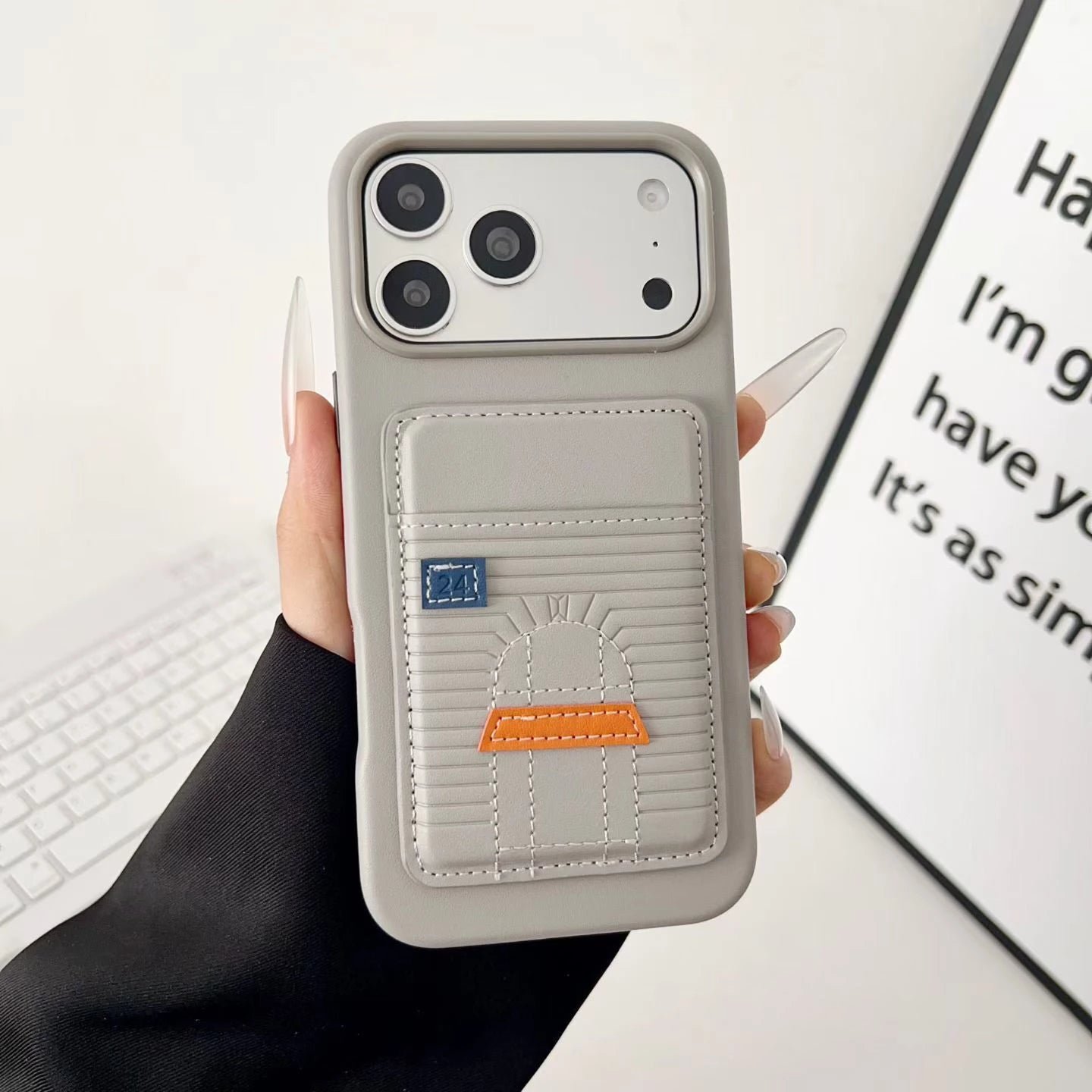 Gray Herm??s iPhone 17 Pro Max Case with Card Slot ?C Luxury Leather Hermes Phone Case