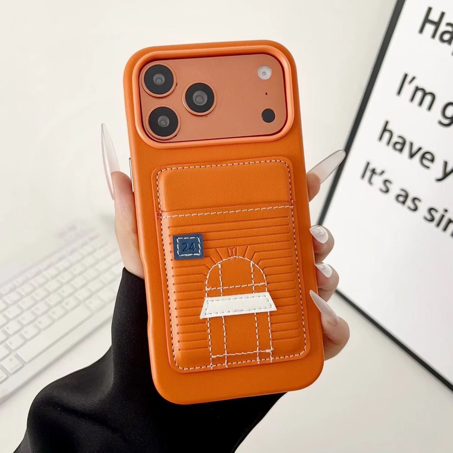 Orange Herm??s iPhone 17 Pro Max Case with Card Slot ?C Luxury Leather Hermes Phone Case