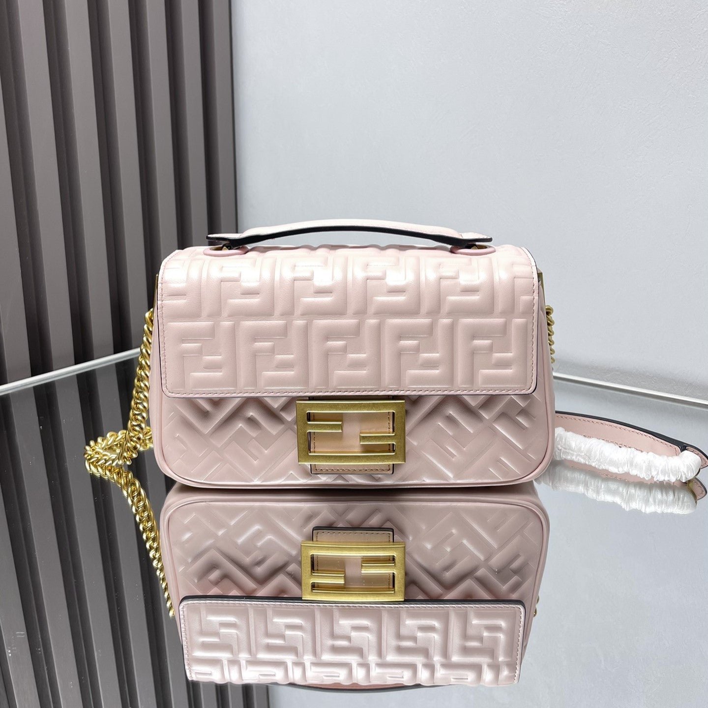 Fendi Baguette 24 Pink Motif Calfskin Bag