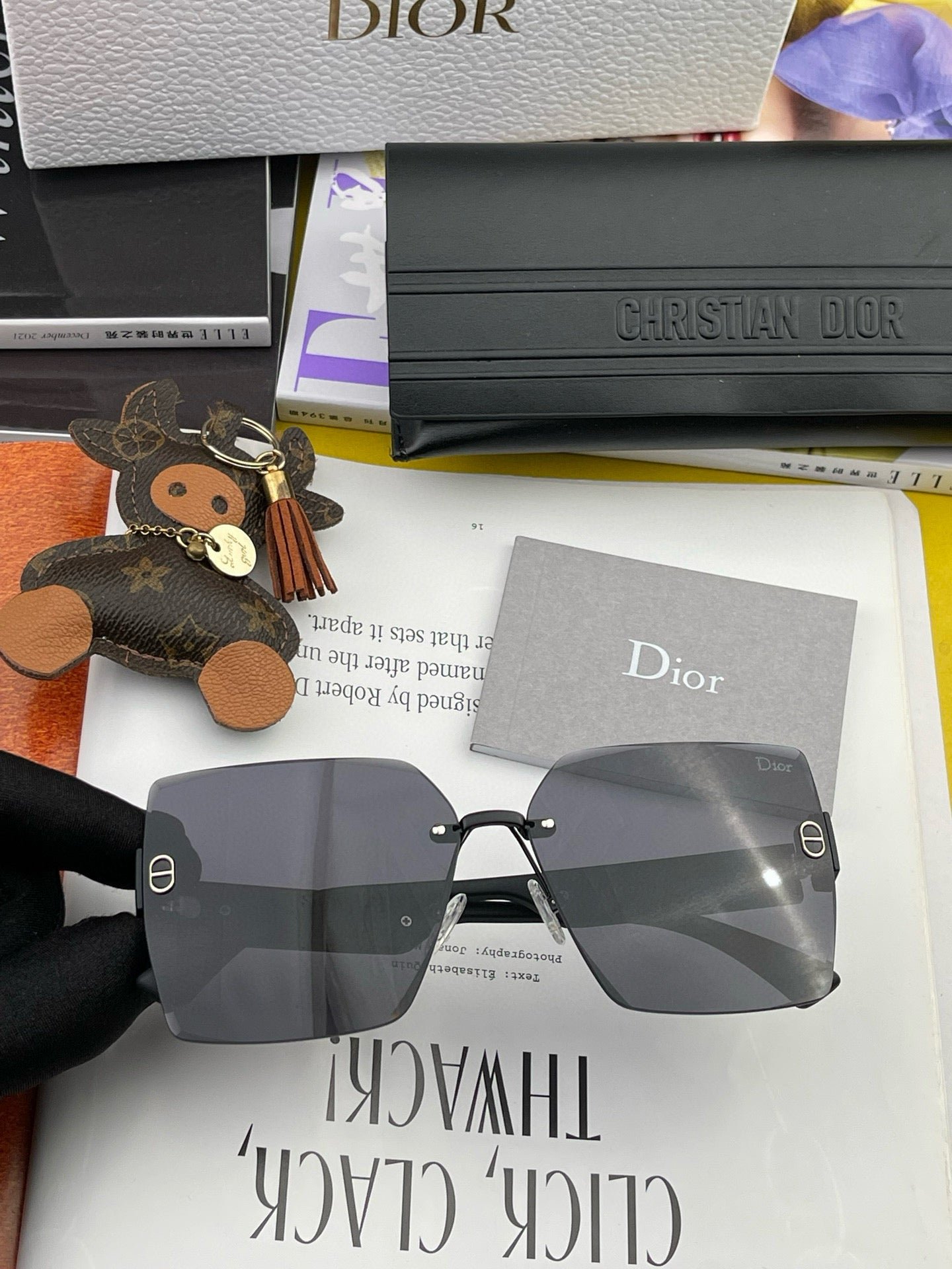 Dior Beige Rimless Brown Sunglasses - Image 6