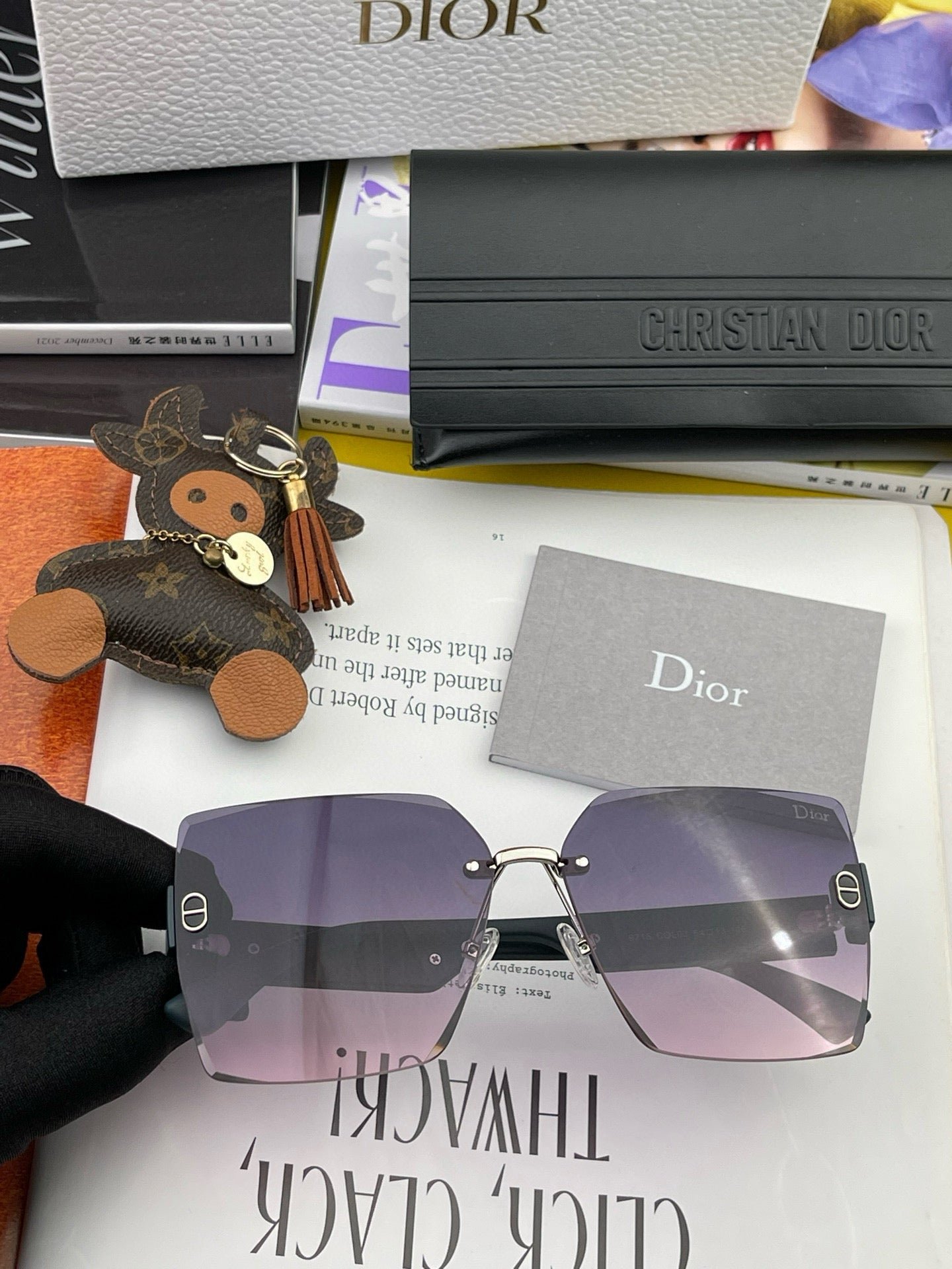 Dior Beige Rimless Brown Sunglasses - Image 7