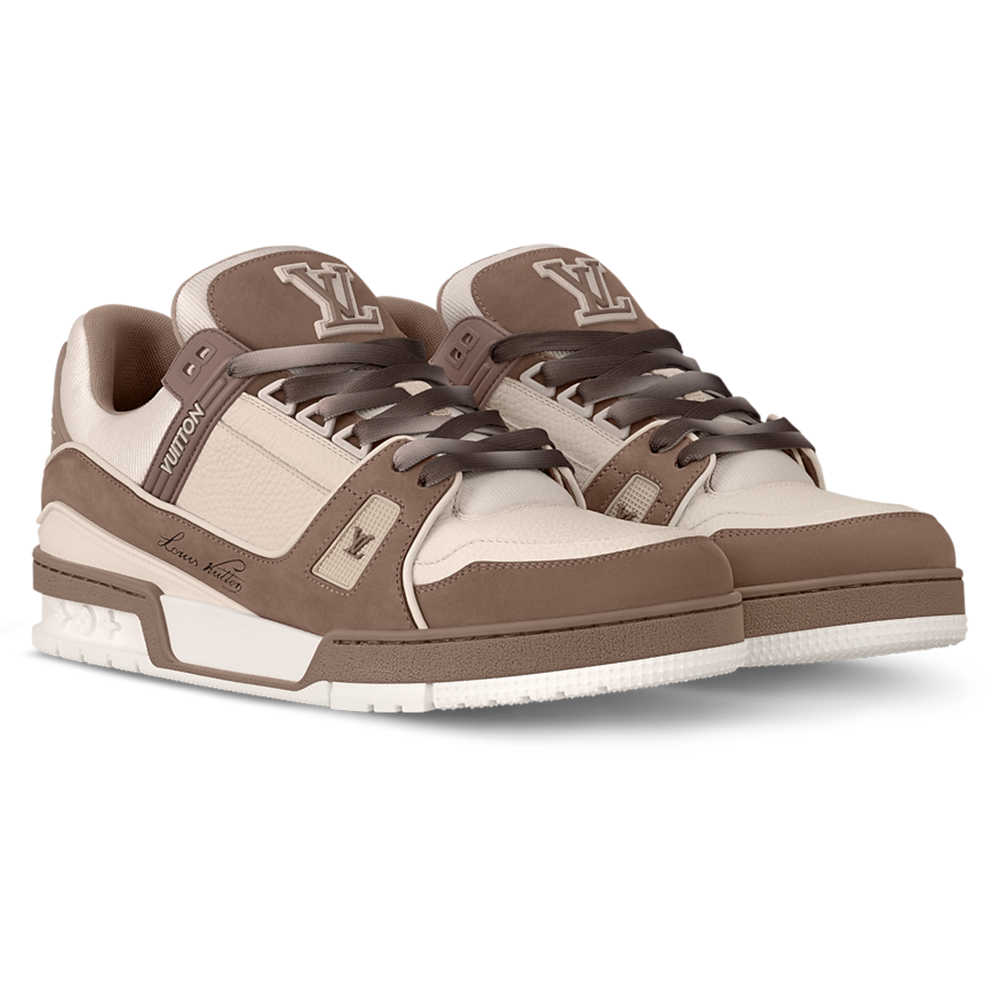 Alternative view of LV Trainers Nubuck & Grained Calf Leather Taupe Brown
