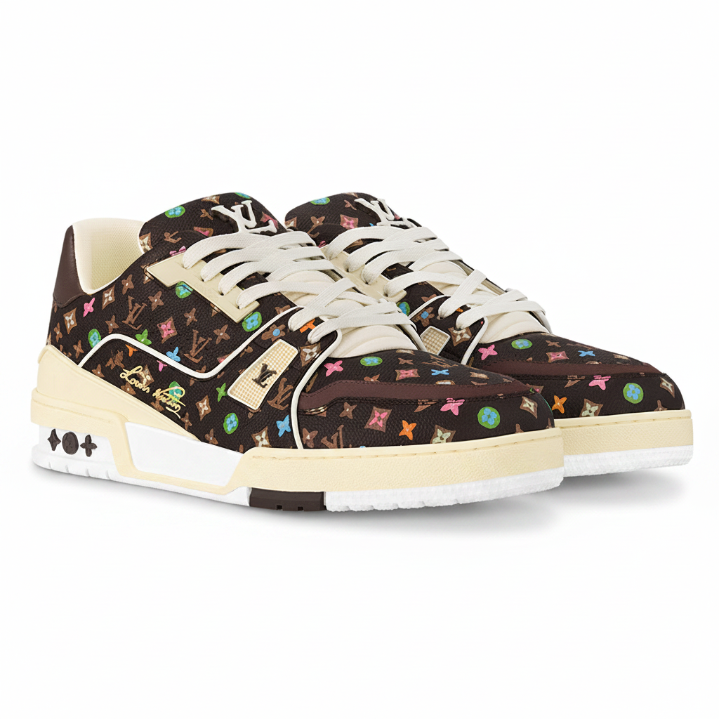 Alternative view of Louis Vuitton x Tyler the Creator - LV Trainers Monogram-Printed Grained Calf Leather Mocha Brown