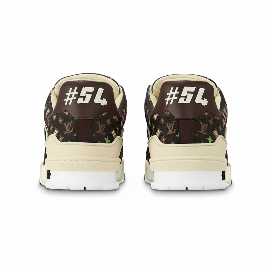 Louis Vuitton x Tyler the Creator - LV Trainers Monogram-Printed Grained Calf Leather Mocha Brown - Image 3