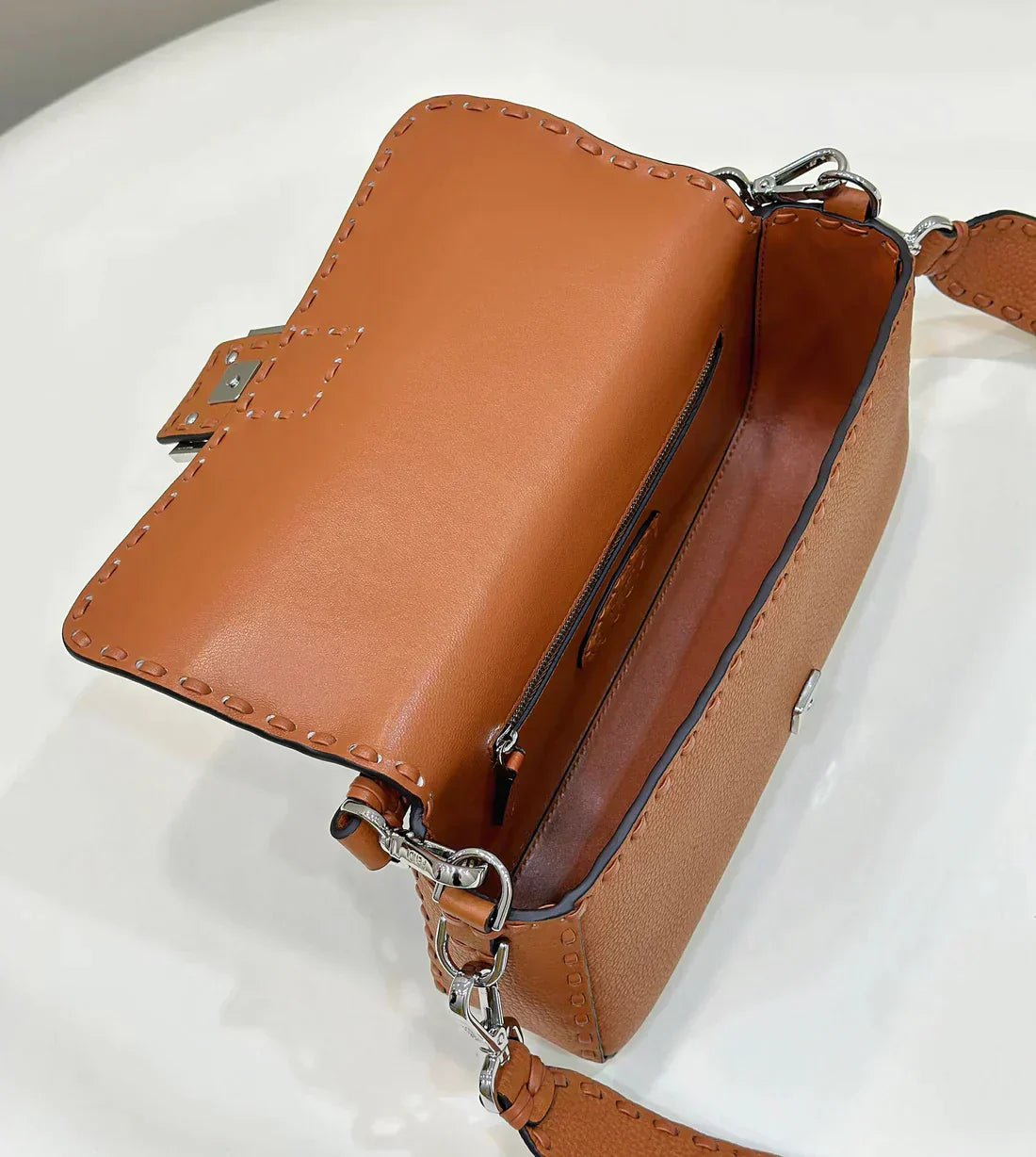 Baguette 27cm Tan Calfskin Silver Hardware Bag - Image 8