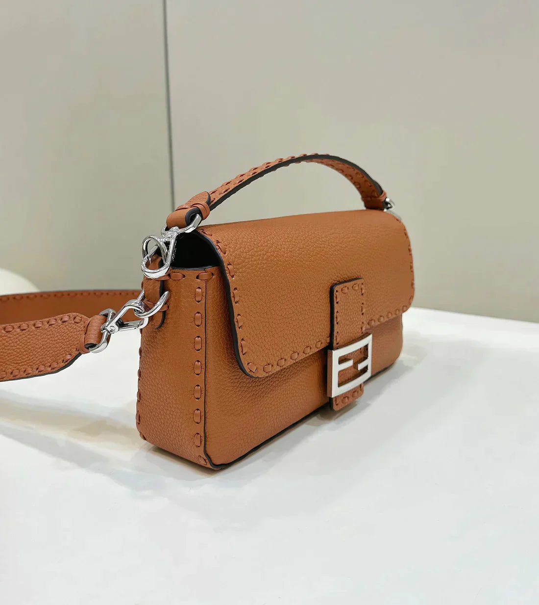 Baguette 27cm Tan Calfskin Silver Hardware Bag - Image 9