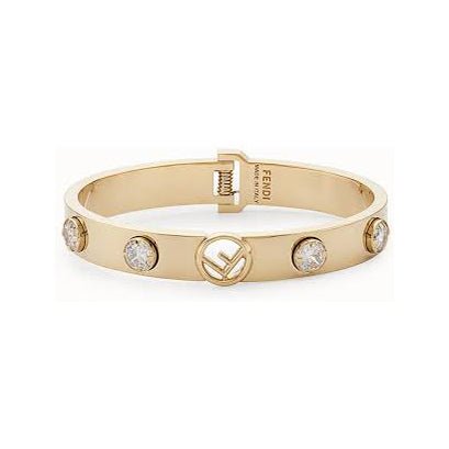 FENDI Diamond Engraved Metal Choker Necklace