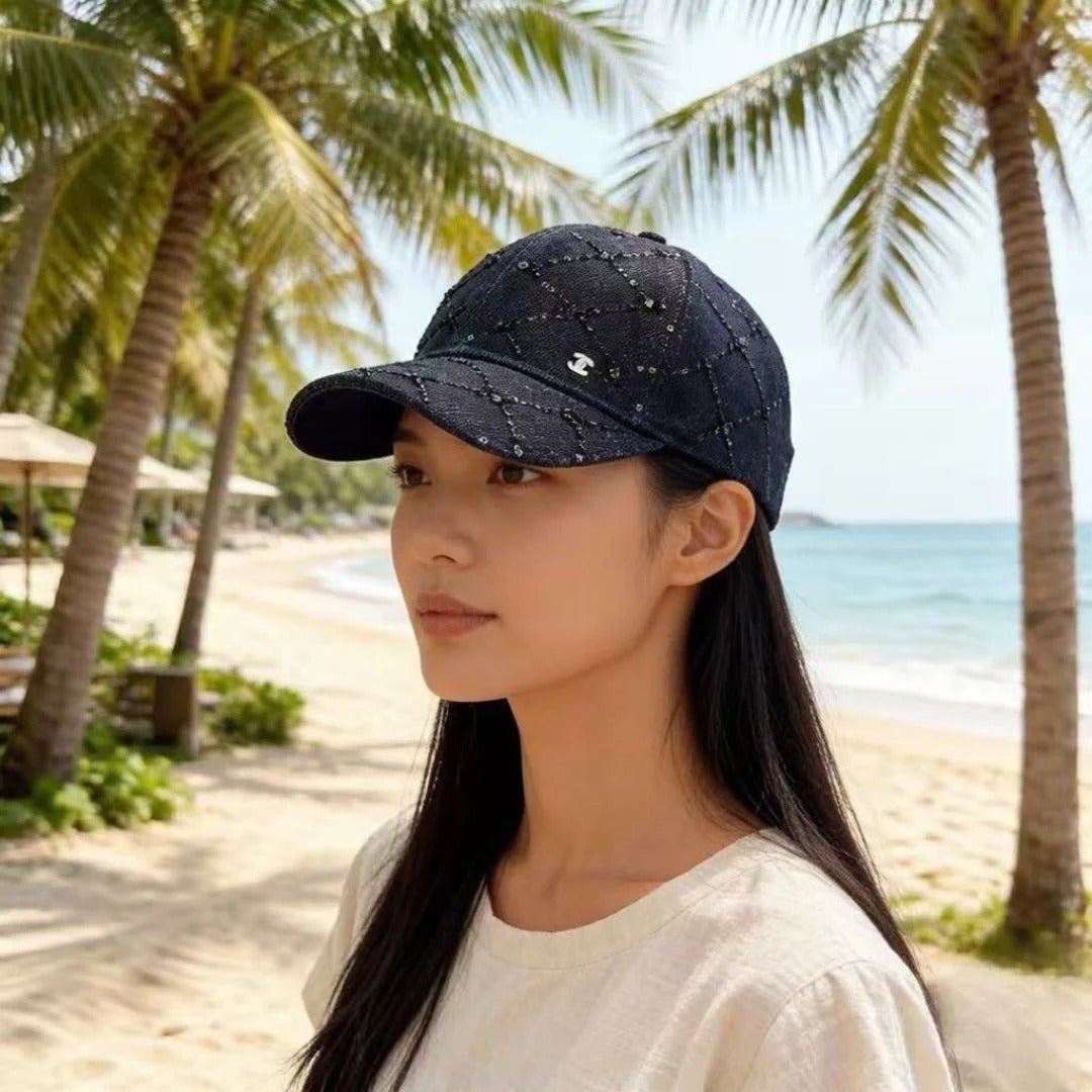 Chanel Baseball Cap With Decorative Embellishments Blue Denim Cotton 237288 - Image 5