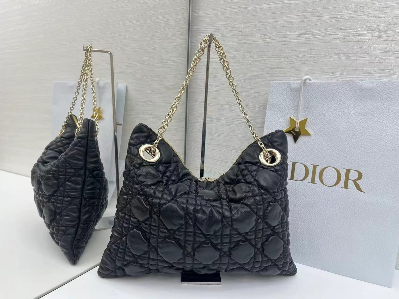 Dior Crunchy Black Quilted Calfskin Chain Bag - Image 2