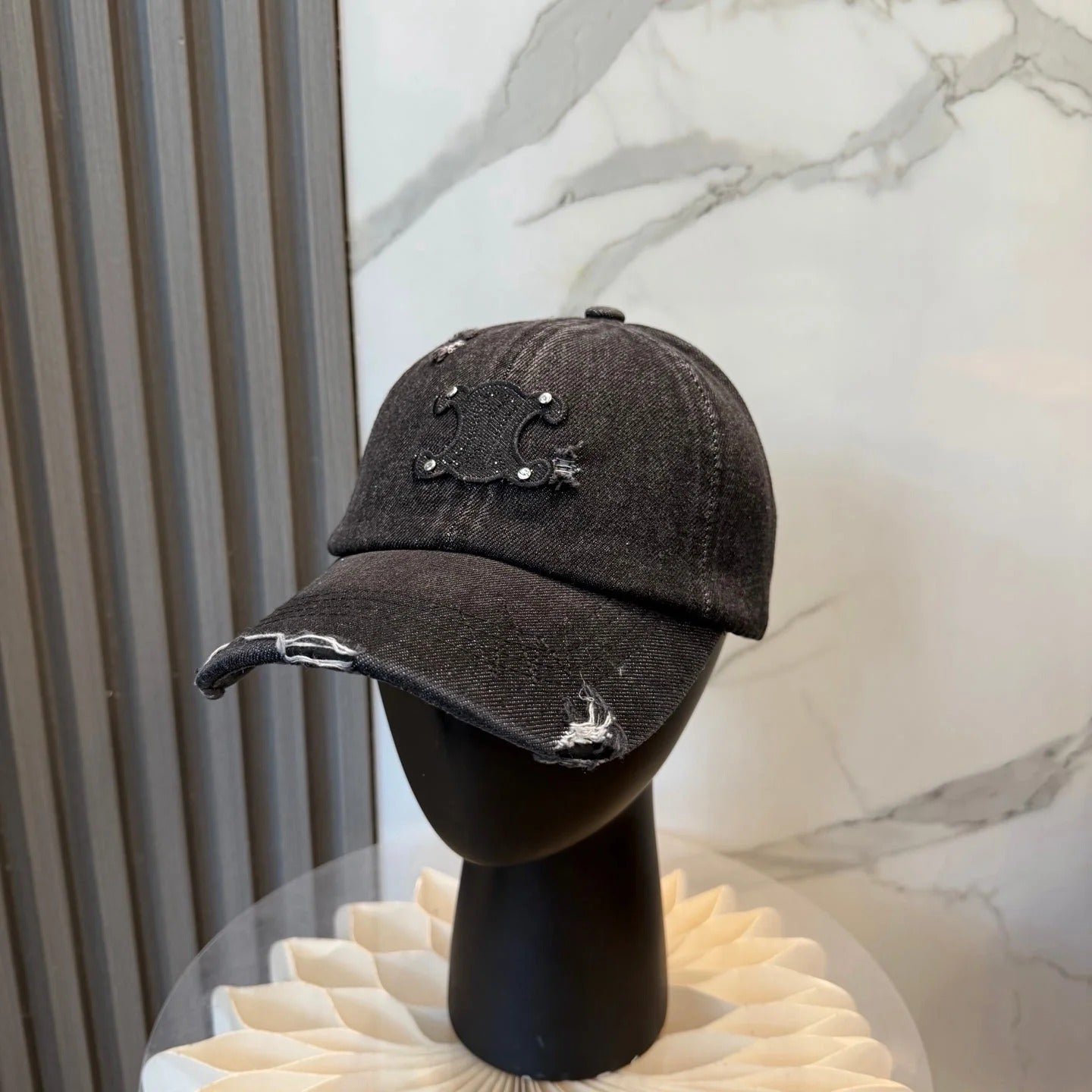 Alternative view of Celine Distressed Washed Denim Cap