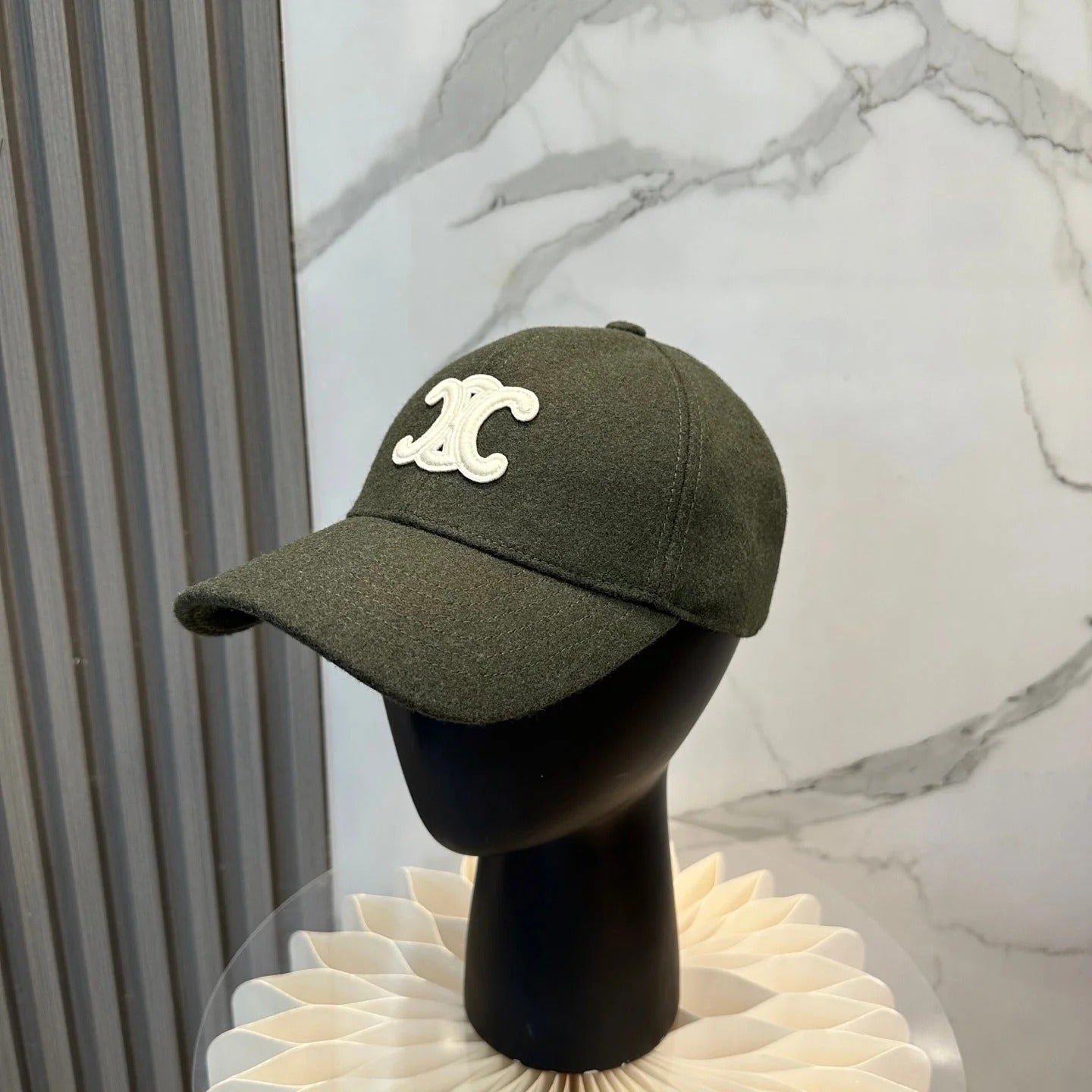 Celine Triomphe Dark Green Cotton Cap